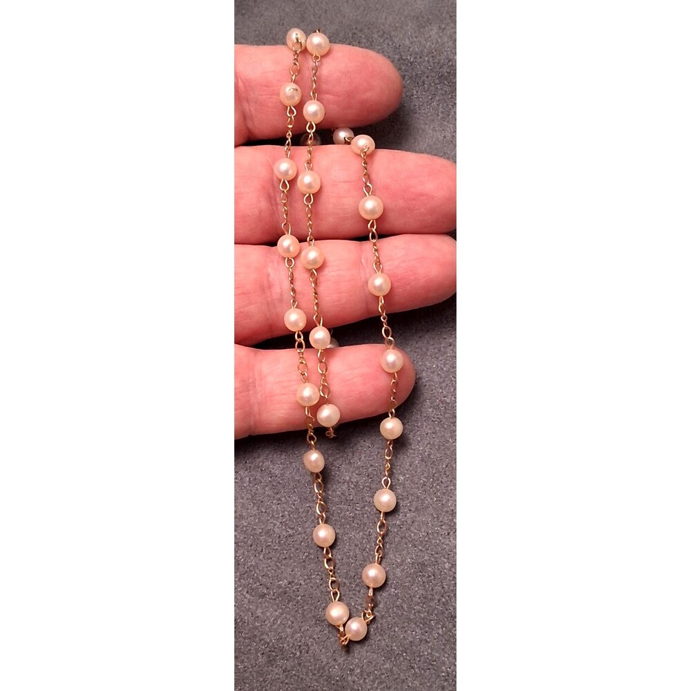 Vintage Gold Filled Pearl Necklace Floating Genuine Pearls